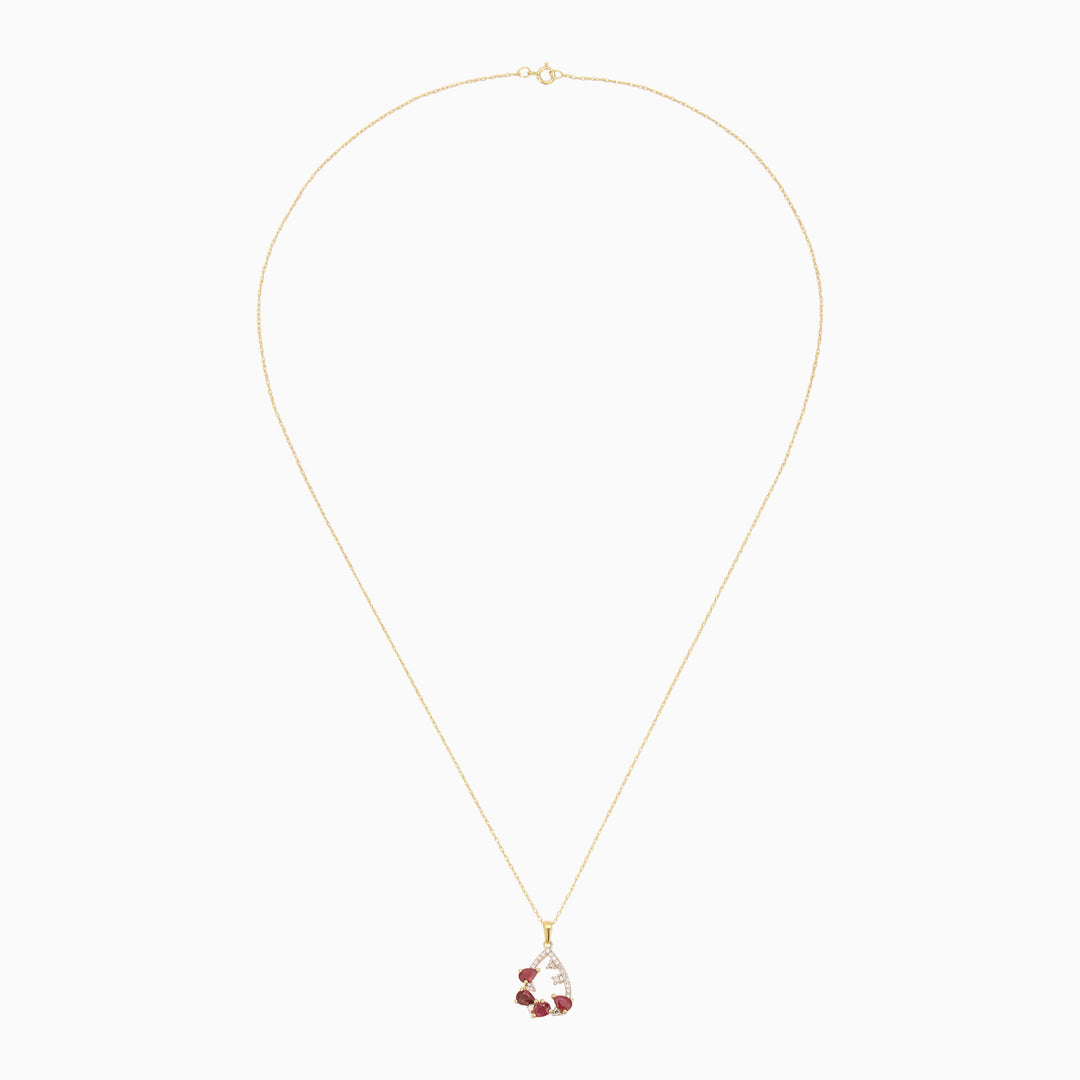 Ruby and Diamond Drop Necklace