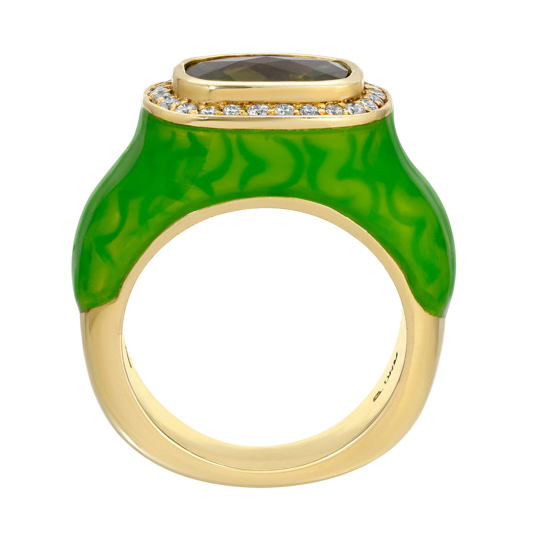 Peridot and Enamel Ring