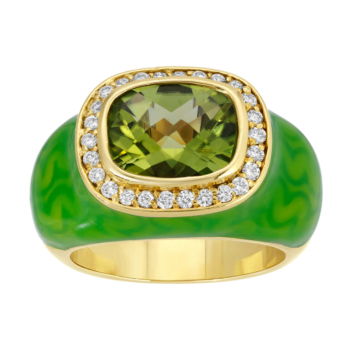 Peridot and Enamel Ring