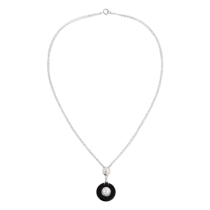 Circular Pearl and Onyx Necklace