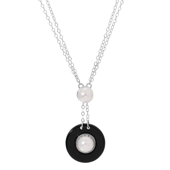 Circular Pearl and Onyx Necklace