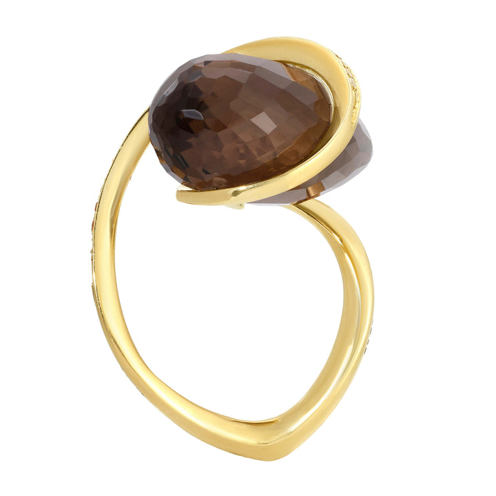 Pear Cognac Quartz Ring