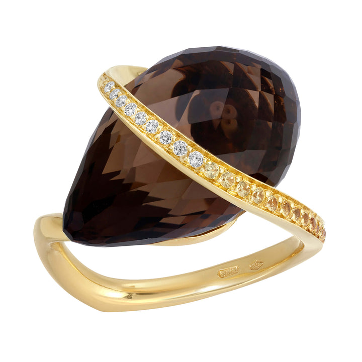 Pear Cognac Quartz Ring