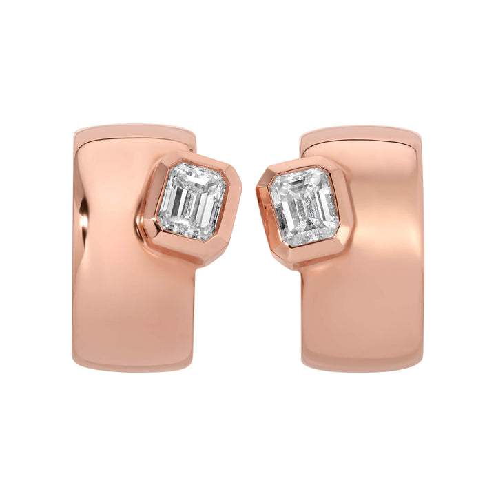 Emerald Cut Diamond Hoops