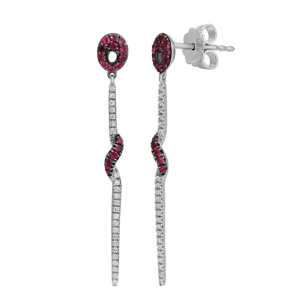 Drop Ruby and Diamond Earrings