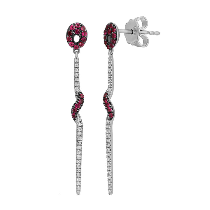 Drop Ruby and Diamond Earrings