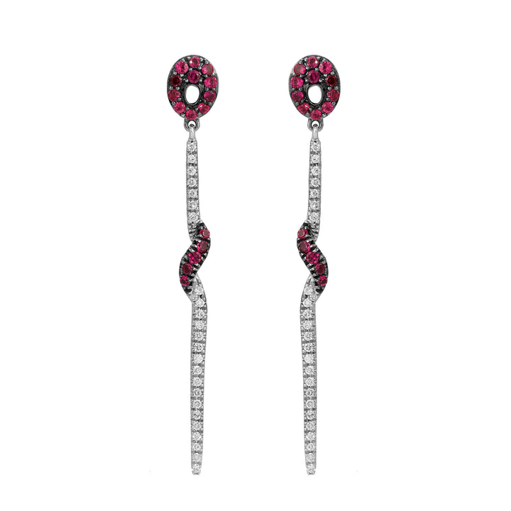 Drop Ruby and Diamond Earrings
