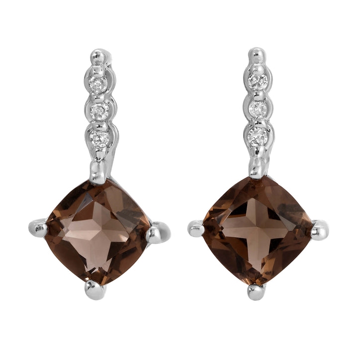 Cognac Quartz and Diamond Earrings
