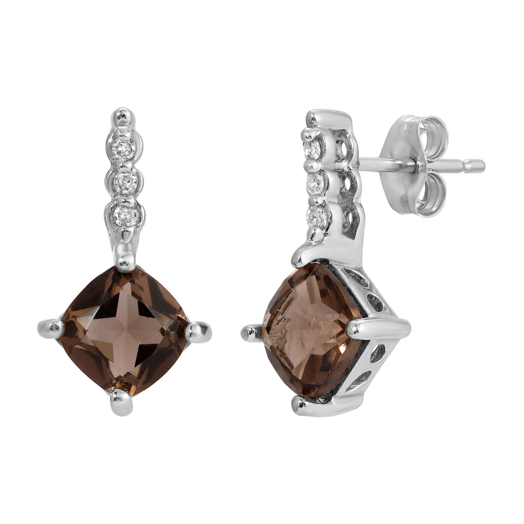 Cognac Quartz and Diamond Earrings