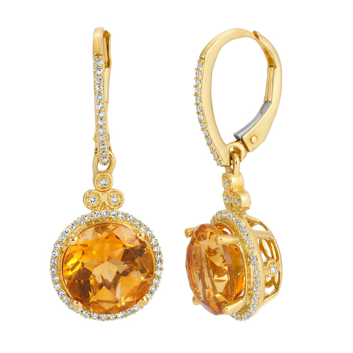 Drop Citrine and Diamond Earrings