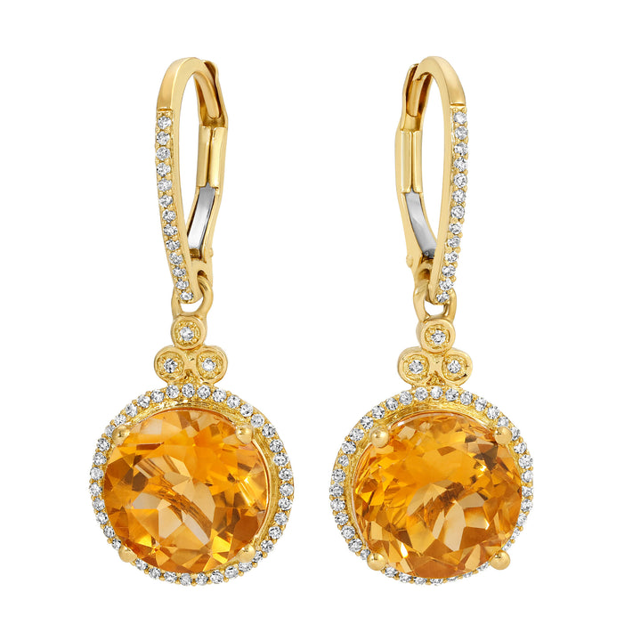 Drop Citrine and Diamond Earrings