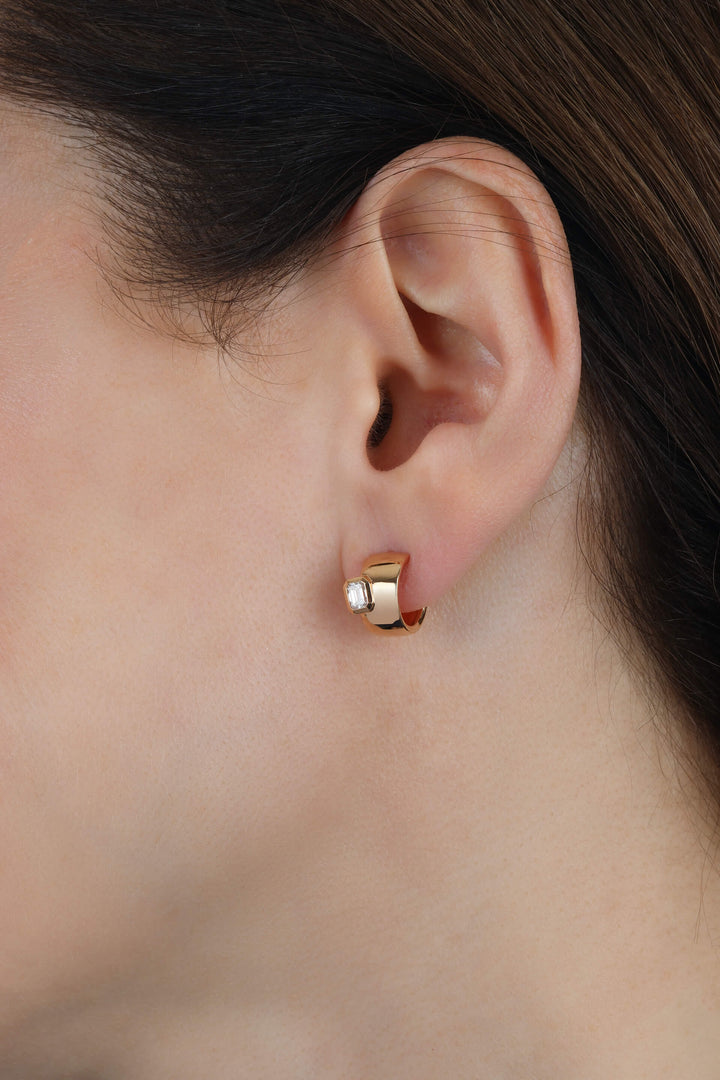 Emerald Cut Diamond Hoops