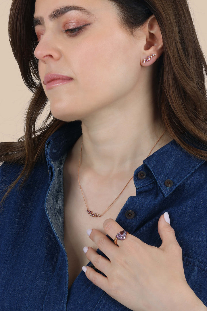 Scattered Garnet and Diamond Necklace