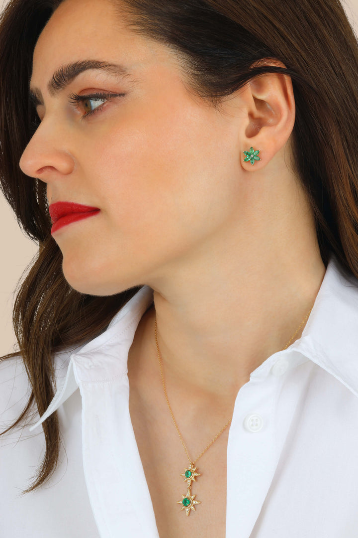 Emerald Flower Earrings