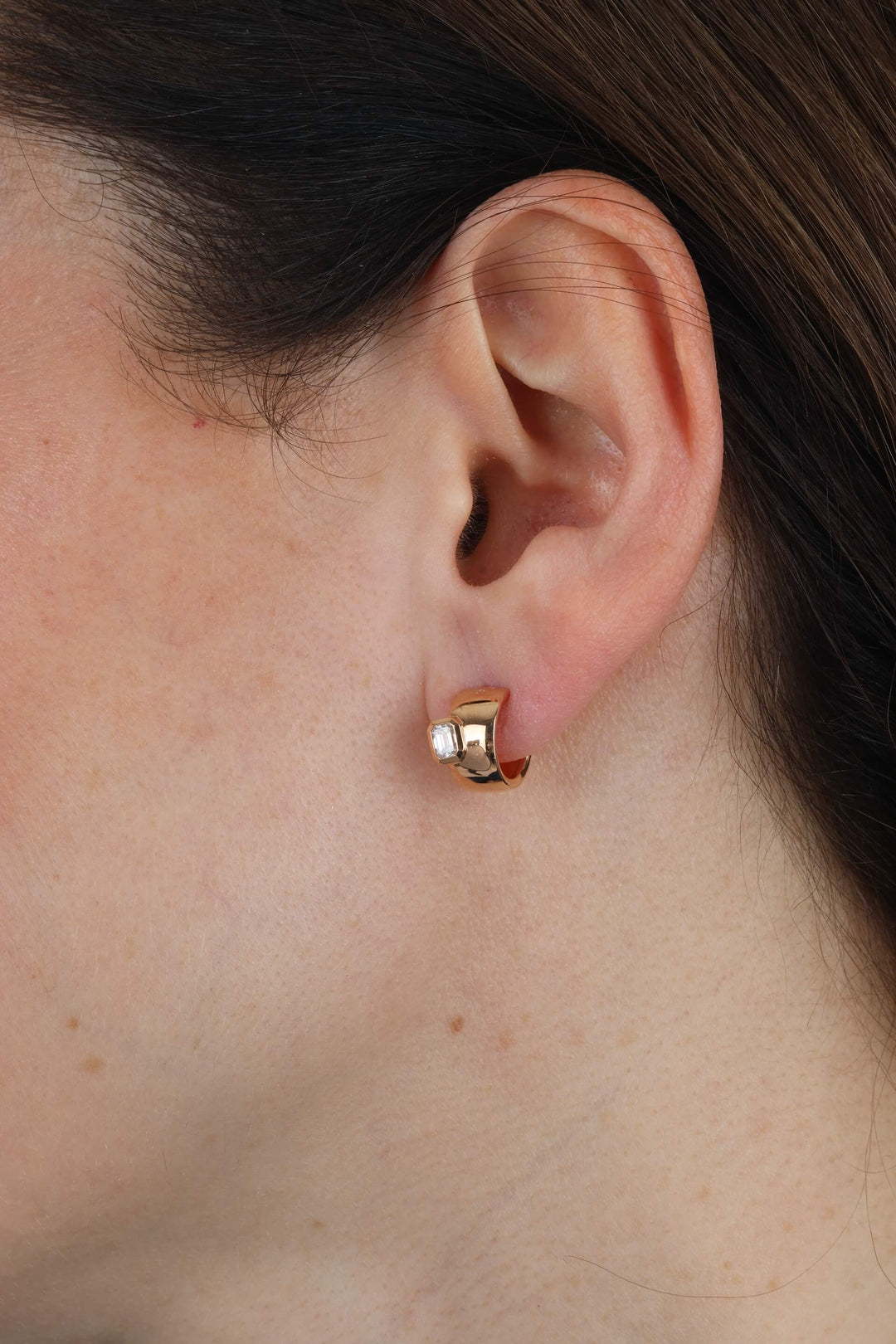 Emerald Cut Diamond Hoops