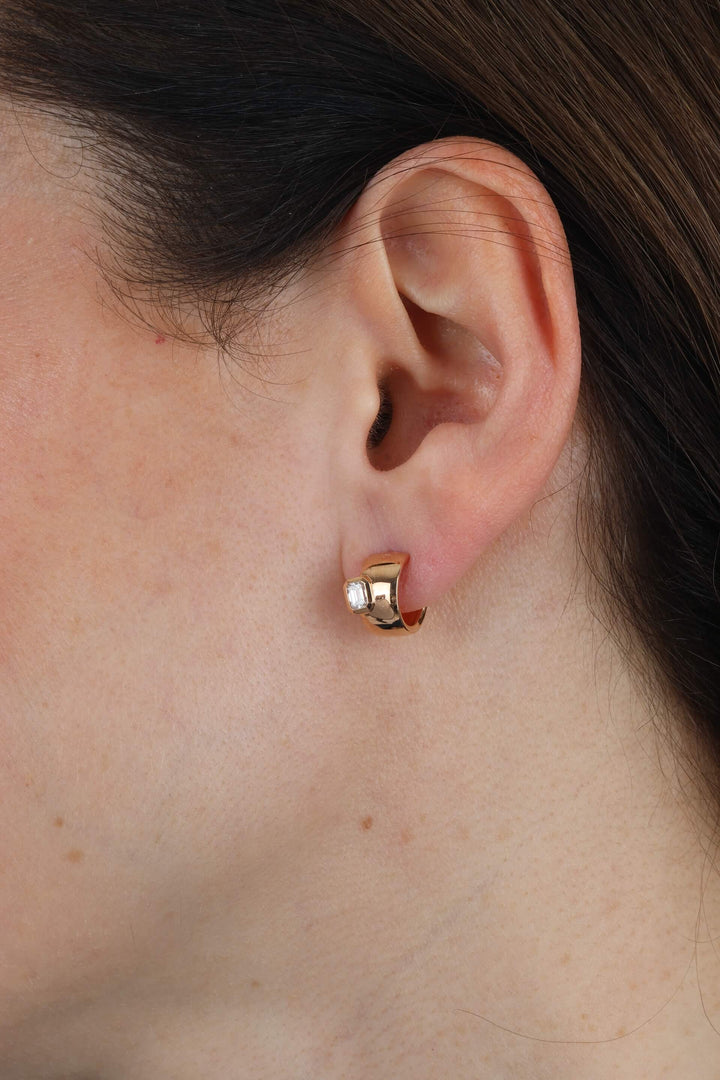 Emerald Cut Diamond Hoops