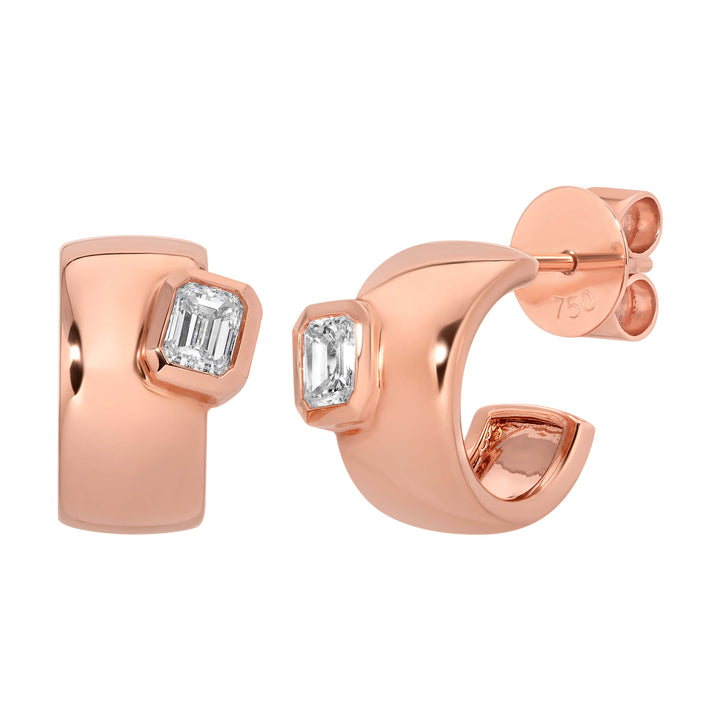 Emerald Cut Diamond Hoops